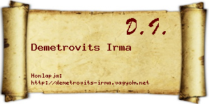 Demetrovits Irma névjegykártya