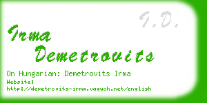 irma demetrovits business card